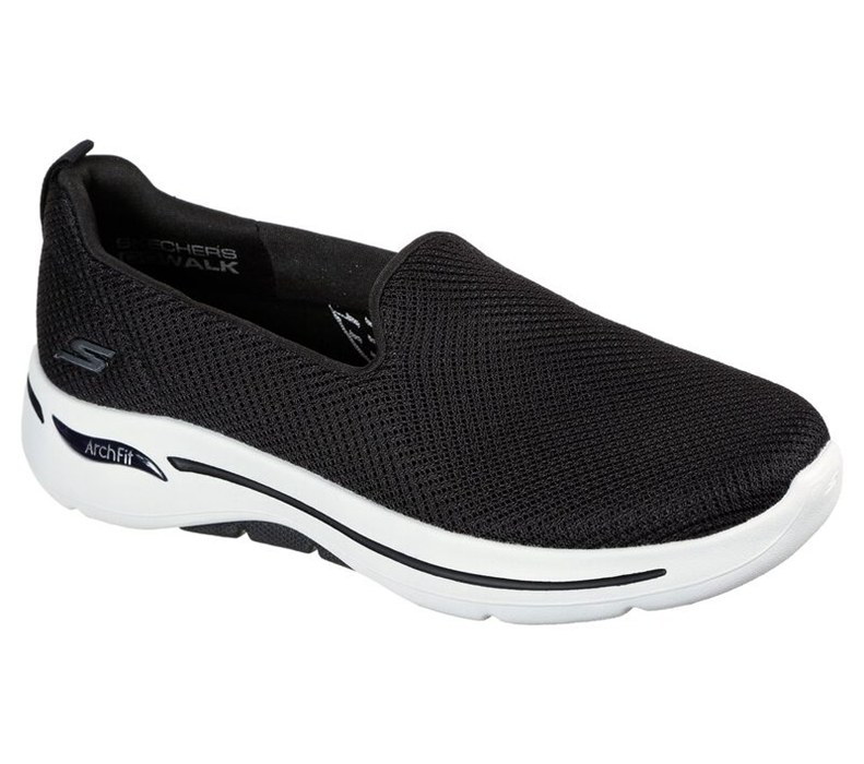 Skechers Dam Svarta/Vita Slip On - Gowalk Arch Fit - Grateful - Sverige (LTKSO-1392)